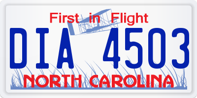 NC license plate DIA4503