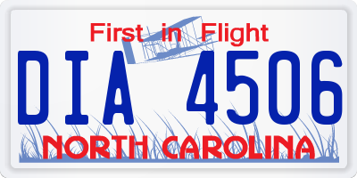 NC license plate DIA4506