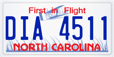 NC license plate DIA4511