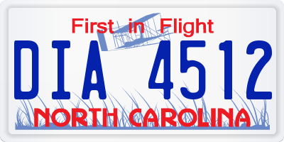 NC license plate DIA4512