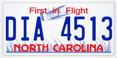 NC license plate DIA4513