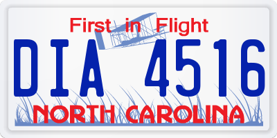 NC license plate DIA4516
