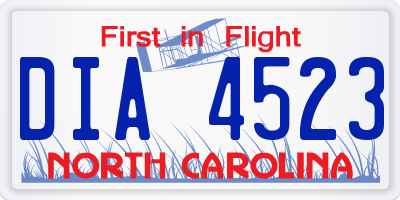NC license plate DIA4523