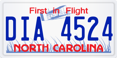 NC license plate DIA4524