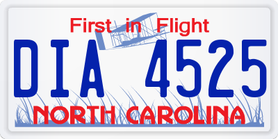 NC license plate DIA4525