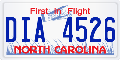NC license plate DIA4526