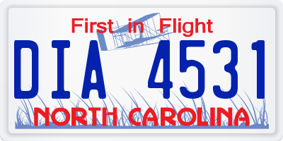 NC license plate DIA4531