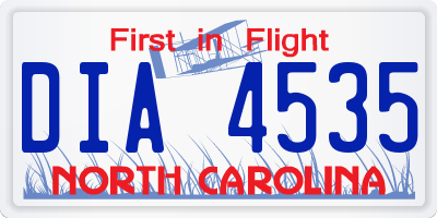 NC license plate DIA4535