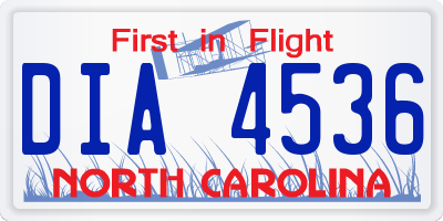 NC license plate DIA4536