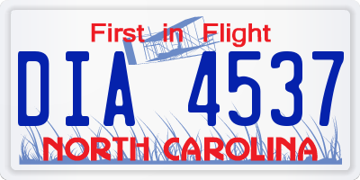 NC license plate DIA4537