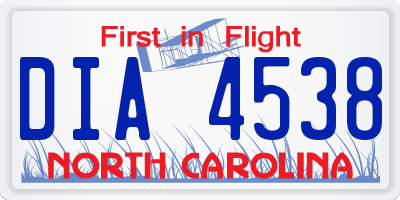 NC license plate DIA4538