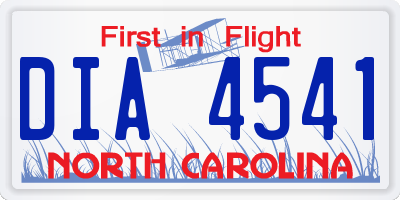 NC license plate DIA4541