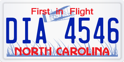 NC license plate DIA4546