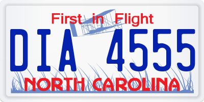 NC license plate DIA4555