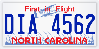 NC license plate DIA4562