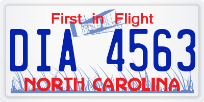 NC license plate DIA4563
