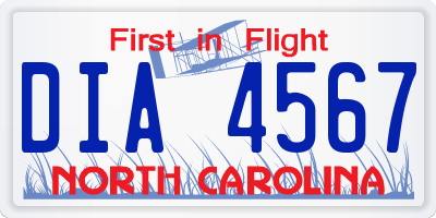 NC license plate DIA4567