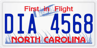 NC license plate DIA4568