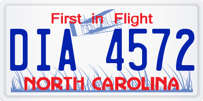 NC license plate DIA4572