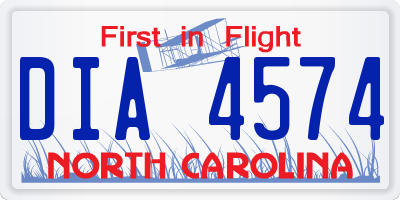 NC license plate DIA4574