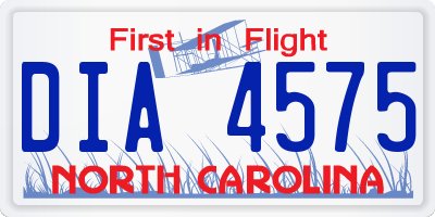 NC license plate DIA4575