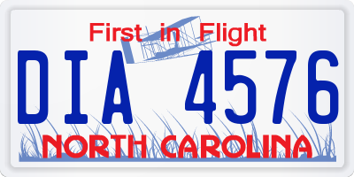 NC license plate DIA4576