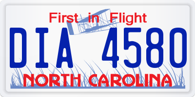 NC license plate DIA4580