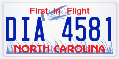 NC license plate DIA4581