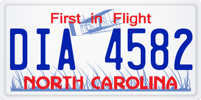 NC license plate DIA4582