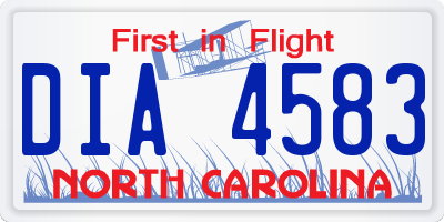 NC license plate DIA4583