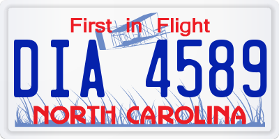 NC license plate DIA4589