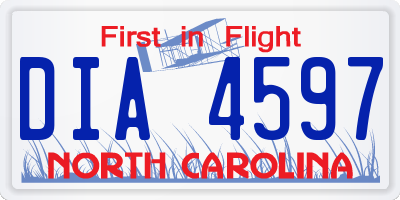 NC license plate DIA4597