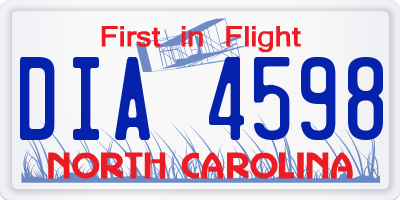 NC license plate DIA4598