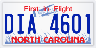 NC license plate DIA4601