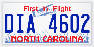 NC license plate DIA4602