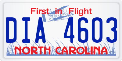 NC license plate DIA4603