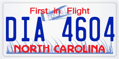 NC license plate DIA4604