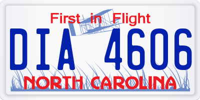 NC license plate DIA4606