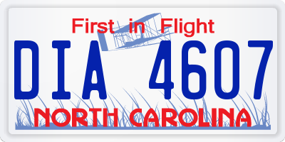 NC license plate DIA4607