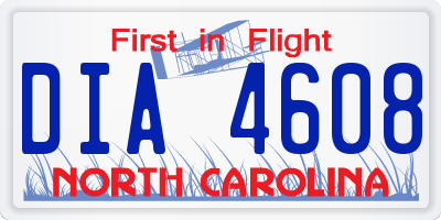 NC license plate DIA4608