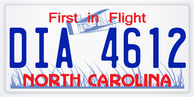 NC license plate DIA4612