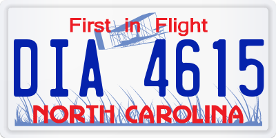 NC license plate DIA4615