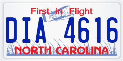 NC license plate DIA4616