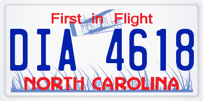 NC license plate DIA4618