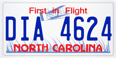 NC license plate DIA4624