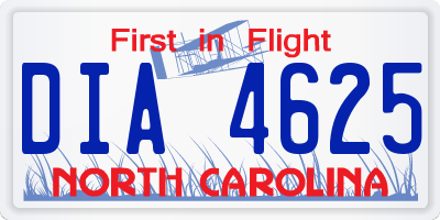 NC license plate DIA4625