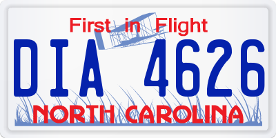 NC license plate DIA4626