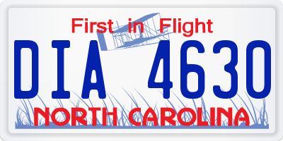 NC license plate DIA4630