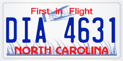 NC license plate DIA4631
