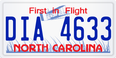 NC license plate DIA4633